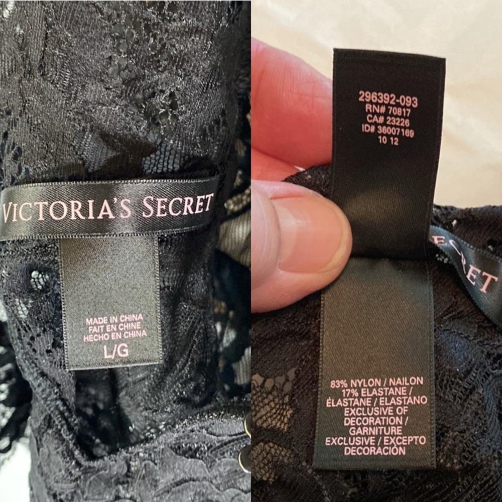 Victoria’s Secret Plunge V-Neck Sheer Black Lace Teddy Body Suit Ladies Large - Picture 12 of 16